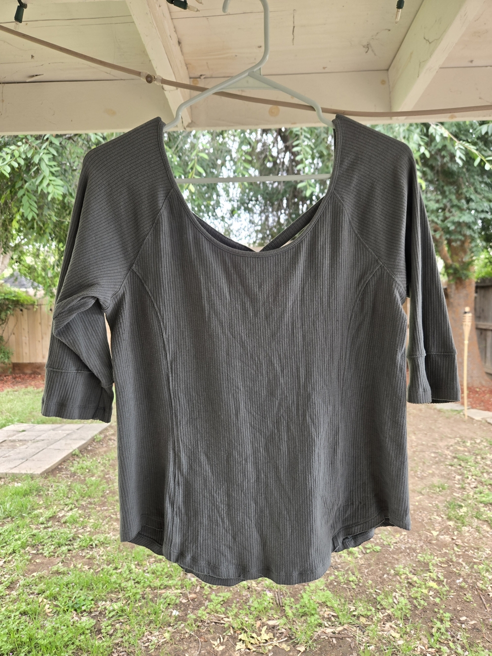 Women's Ribbed Scoop Neck Top - Green Maurices